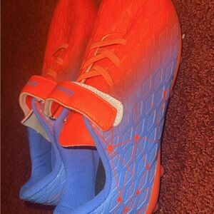 Kids Orange and Blue Soccer Shoes